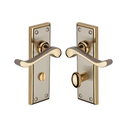 Heritage Brass Door Handle for Bathroom Edwardian Design Jupiter finish