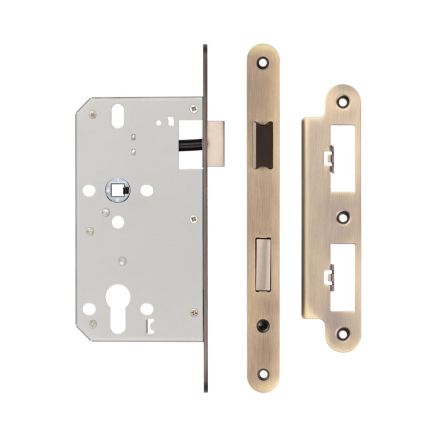 72mm Antique Brass Din Euro Sashlock Radiused 60mm Backset - By Frelan Hardware - JL-DS60RAB