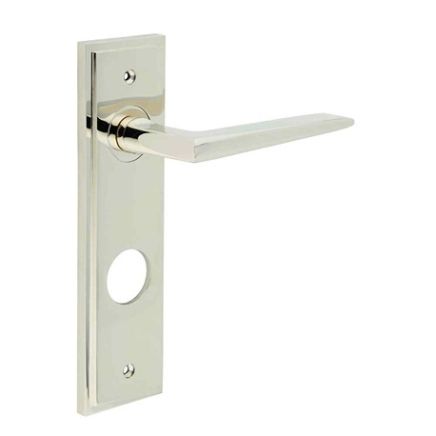 Mayfair Door Handle Din Bathroom Backplate Polished Nickel - By Frelan Hardware - BUR10KIT169