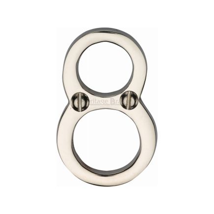 Heritage Brass Numeral 8 Face Fix 51mm (2") Polished Nickel finish
