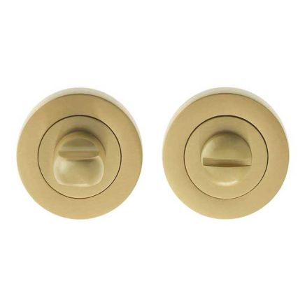 Jedo Designer Turns & Releases 50mm Round Rose no Indicator 50x10mm Satin Brass - By Frelan Hardware - JV2666SB
