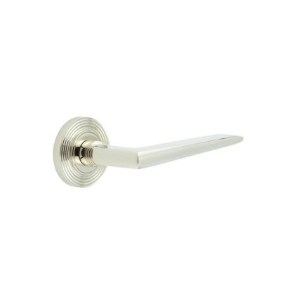Mayfair Door Handle on Reeded Rose Polished Nickel - By Frelan Hardware - BUR10KIT160