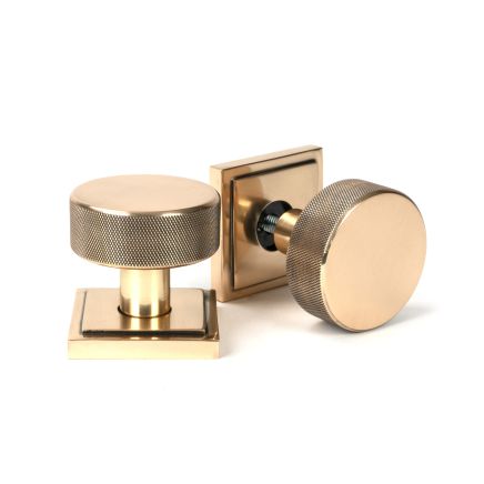 Polished Bronze Brompton Mortice/Rim Knob Set (Square)