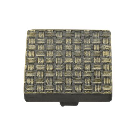 Heritage Brass Cabinet Knob Square Weave Design 38mm Aged Brass finish
