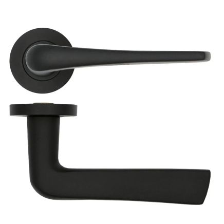Zoo Hardware Como Lever on Round Rose - Black