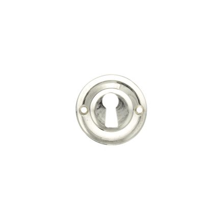 Old English Solid Brass Open Key Hole Escutcheons - Polished Nickel (Pair)