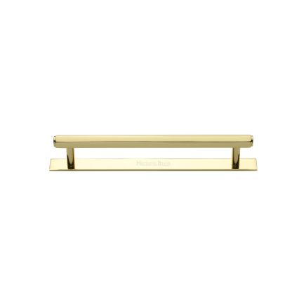 Heritage Brass Cabinet Pull Hexagonal Design with Plate 96mm CTC Polished Brass Finish