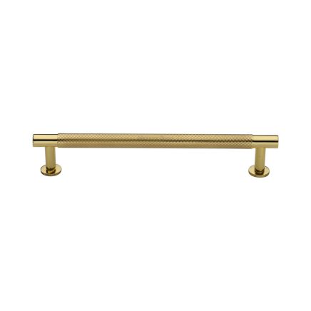 Heritage Brass Cabinet Pull Partial Knurled Design with 16mm Rose 160mm CTC Polished Brass finish