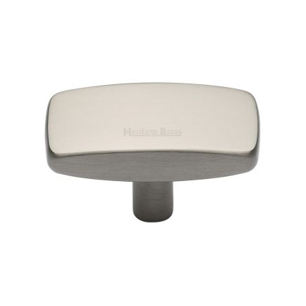 Heritage Brass Cabinet Knob Rectangular Design 41mm Satin Nickel finish