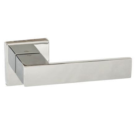 Senza Pari Panetti Lever Door Handle on Flush Square Rose - Polished Chrome (Pair)