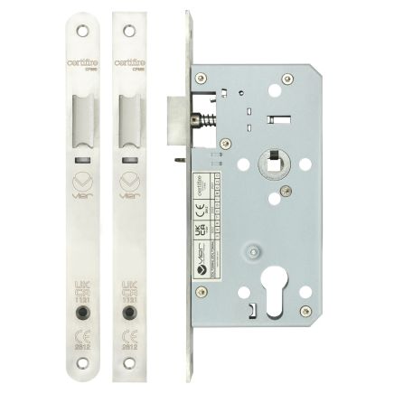 Zoo Hardware Din night latch - 72mm c/c - backset 55mm - Satin Stainless