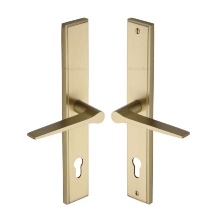 Heritage Brass Multi-Point Door Handle Lever Lock Gio LH Design Satin Brass finish