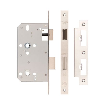 Jedo 78mm Din Bathroom Locks 60mm Backset Satin Stainless Steel - By Frelan Hardware - JL-DB60SSS