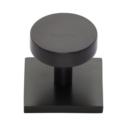 Heritage Brass Cabinet Knob Disc Design with Square Backplate 32mm Matt Bronze finish