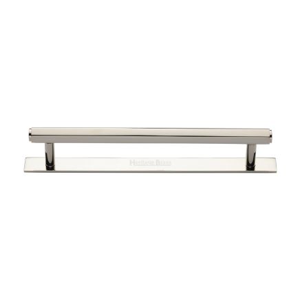 Heritage Brass Cabinet Pull Hexagonal Design with Plate 160mm CTC Polished Nickel Finish