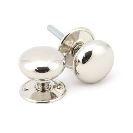 Polished Nickel 57mm Mushroom Mortice/Rim Knob Set