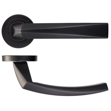 Zoo Hardware Hydra lever on round rose - Powder Coat Black