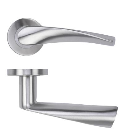 Zoo Hardware Twist Lever on Round Rose 52mm x 8mm Push-on Rose - BS EN 1906 Grade 3 - Grade 201 - Satin Stainless