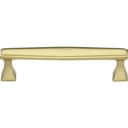 Heritage Brass Cabinet Pull Deco Design 128mm CTC Polished Brass Finish