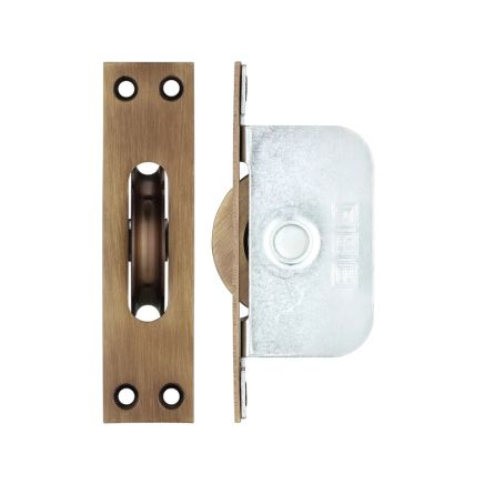 Zoo Hardware Brass Ball Bearing Pulleys - 2 1/4" Square Forend - Bronze