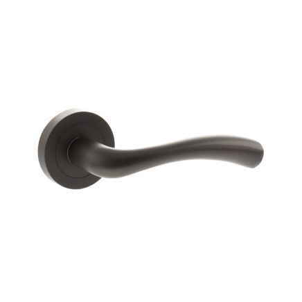 STATUS Texas Lever Door Handle on Round Rose - Urban Dark Bronze (Pair)