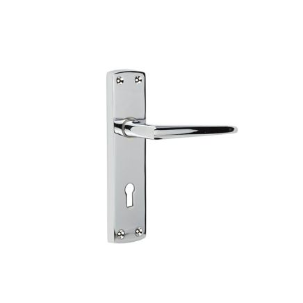 Bray Door Handle on Lockplate Polished Chrome - By Frelan Hardware - JV390PC