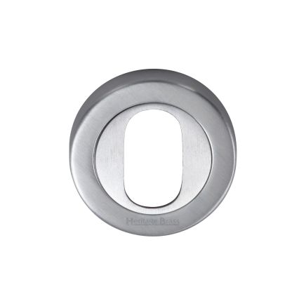 Heritage Brass Oval Profile Cylinder Escutcheon Satin Chrome finish