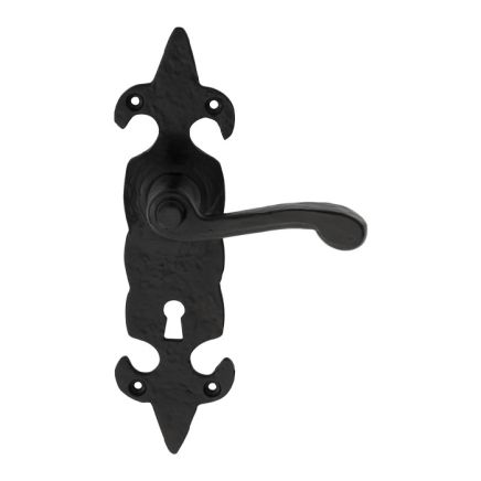 Fleur De Lys' Lever On Lock Backplate - Black Antique