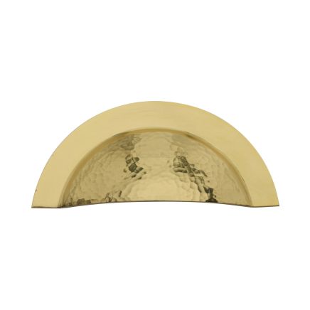 Heritage Brass Drawer Cup Pull Crescent Hammered Design Polished Brass finish