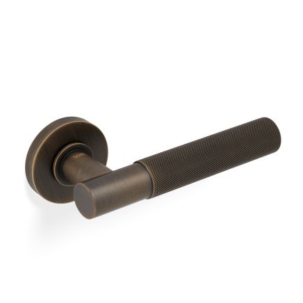 Valli Antonio Citterio Lever on Round Rosette (Zigrinato) - Antique Brass