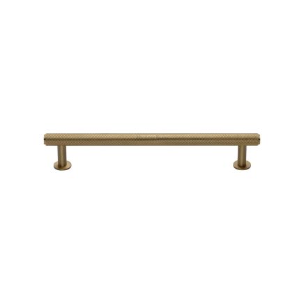 Heritage Brass Cabinet Pull Knurled Design with 16mm Rose 128mm CTC Satin Brass finish