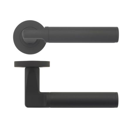 Zoo Hardware Milan lever on round rose - Oscuro Matt Black