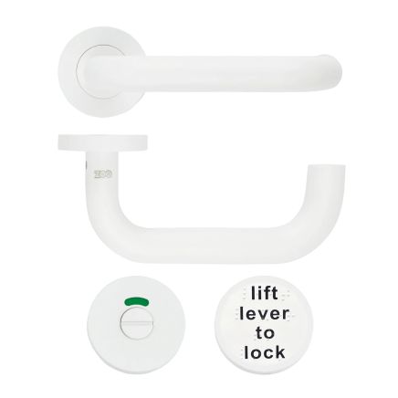 Zoo Hardware 19mm Lift to Lock Tubular Return to Door Lever set -Push On Rose - Grade 304 - White