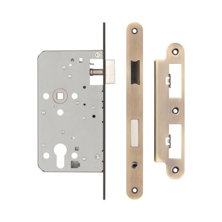 72mm Antique Brass Din Euro Escape lock Radiused 60mm Backset - By Frelan Hardware - JL-DE60RAB