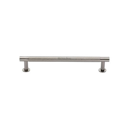 Heritage Brass Cabinet Pull Partial Knurled Design with 16mm Rose 128mm CTC Polished Nickel finish