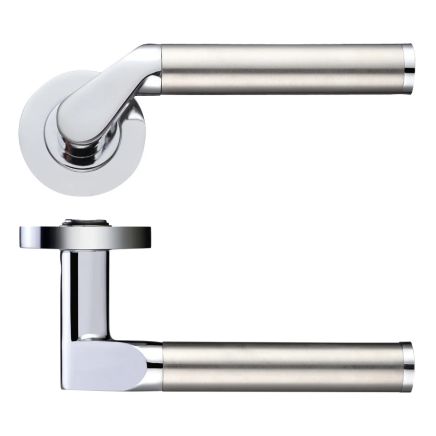 Zoo Hardware Venus lever on round rose - Polished Chrome / Satin Stainless