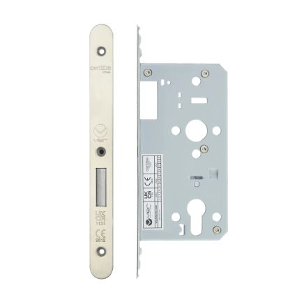 Zoo Hardware 2 Piece - DIN euro deadlock - backset 55mm - radius - Stainless Steel