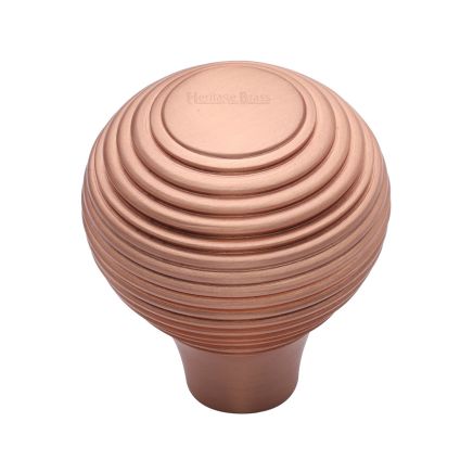 Heritage Brass Cabinet Knob Reeded Design 38mm Satin Rose Gold finish