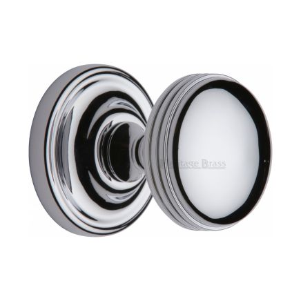 Heritage Brass Mortice Knob on Rose Whitehall Design Polished Chrome finish