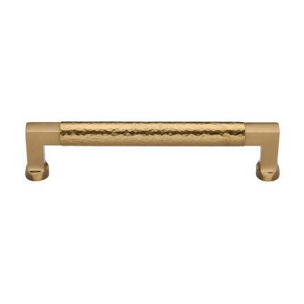 Heritage Brass Cabinet Pull Bauhaus Hammered Design 160mm CTC Satin Brass Finish