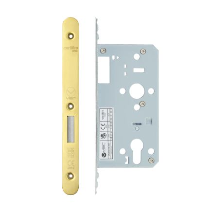 Zoo Hardware 2 Piece - DIN euro deadlock - backset 55mm - radius - Gold