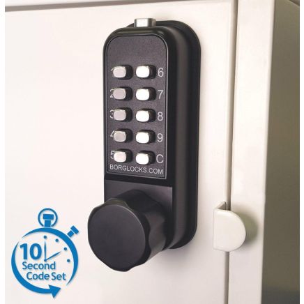 Borg BL1506 MG Pro ECP - Mini Easicode Pro Vertical Cabinet Lock - Knurled Knob, Inside Cam Turn Mechanism, MG Pro (Black) Finish