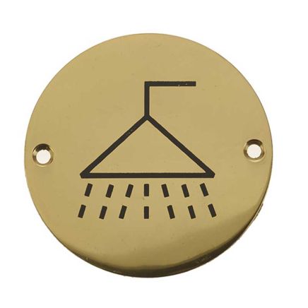 Stainless Steel Shower Symbol 75mm Polished Brass - By Frelan Hardware - JS106PB