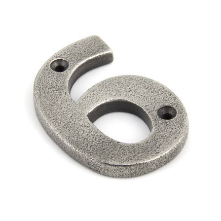 Antique Pewter Numeral 6