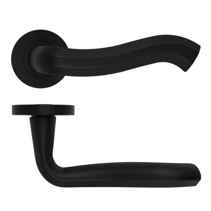 Zoo Hardware Rococo Lever On Round Rose - Oscuro Matt Black