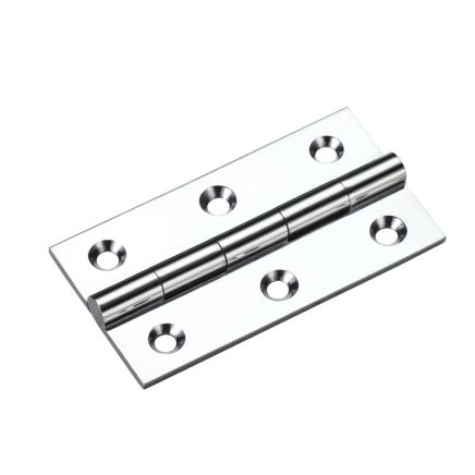 Zoo Hardware Solid drawn brass butt hinge - 64 x 35 x 2mm - Polished Chrome
