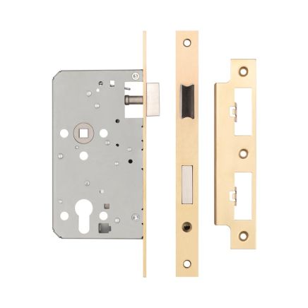 72mm Satin Brass Din Euro Escape Lock 60mm Backset - By Frelan Hardware - JL-DE60SB