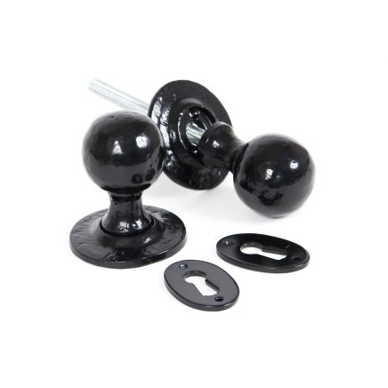 Black Round Mortice/Rim Knob Set