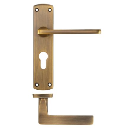 Zoo Hardware Leon lever on euro backplate - Antique Brass