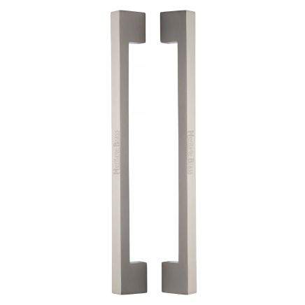 Heritage Brass Back to Back Door Pull Handle Metro Design 457mm Satin Nickel Finish
